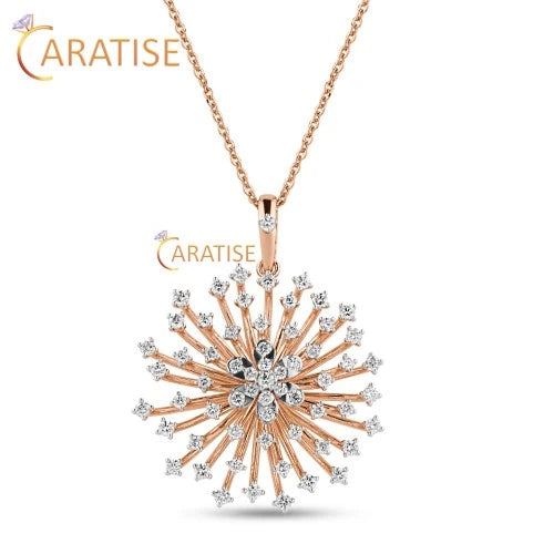 2.098 TDW Round Brilliant Cut Pendant & Earring Diamond 925 silver