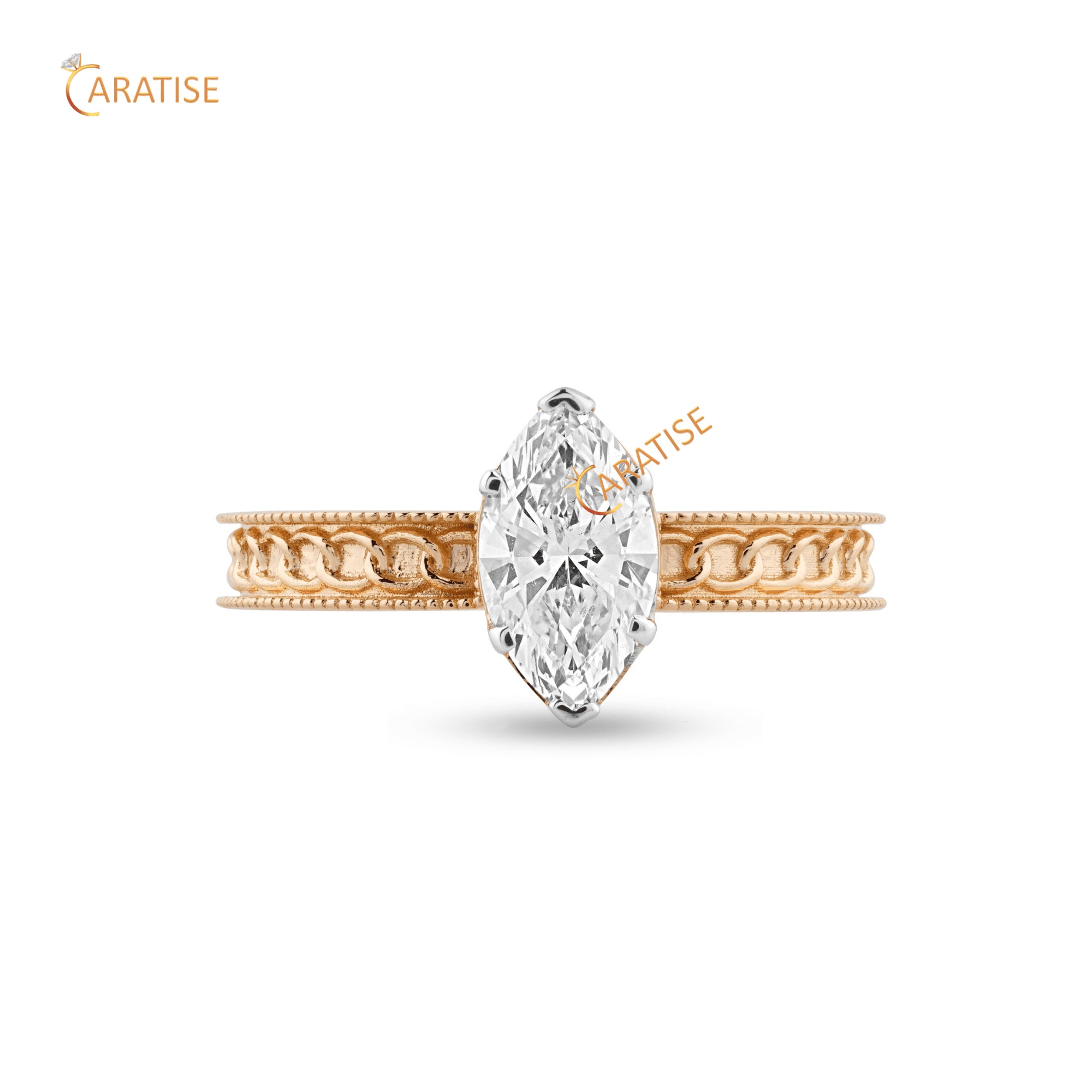 1.02 TDW Marquise Cut Diamond Solitaire Ring 925 Silver