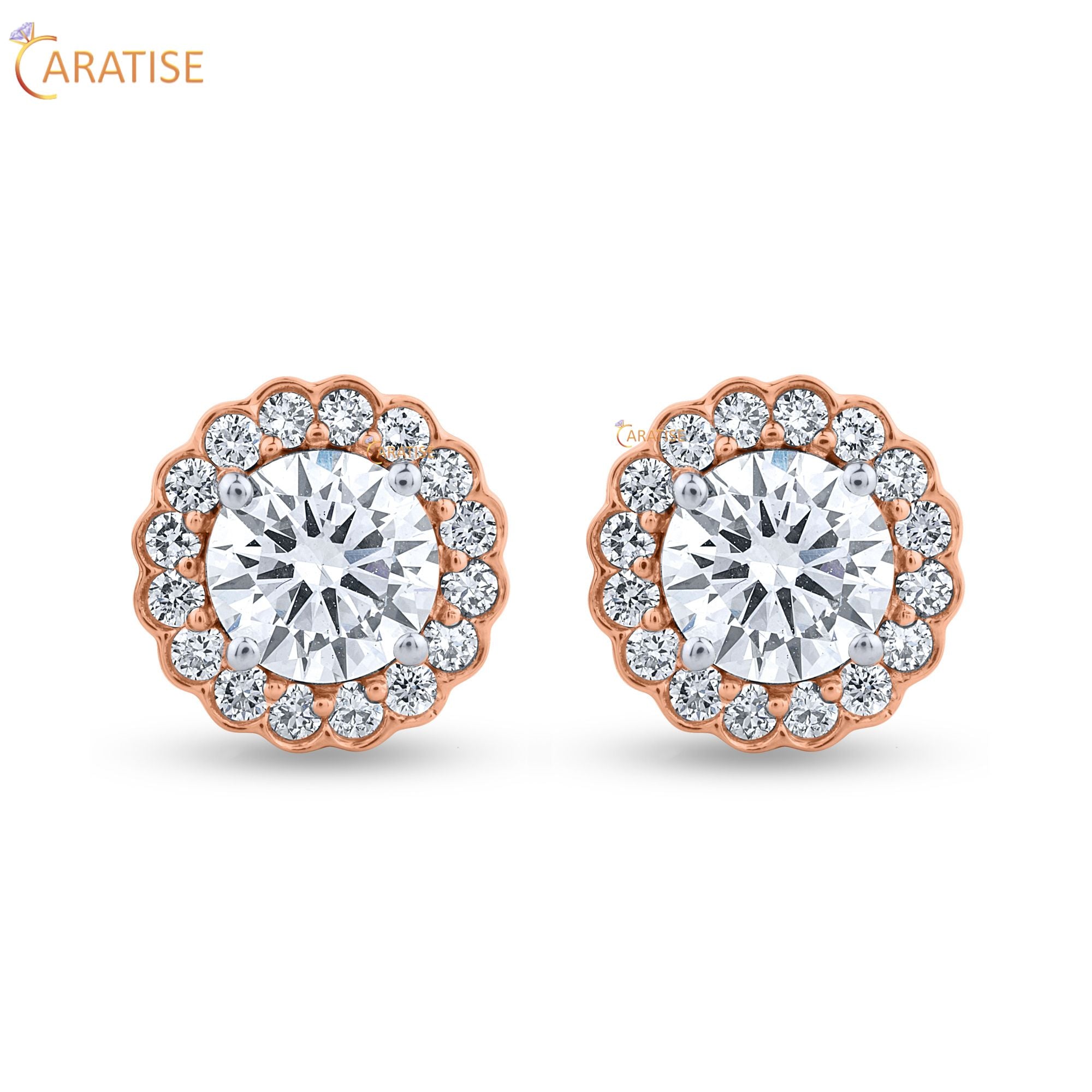 1.71 TDW Round Cut Diamond Stud Earring 925 Silver