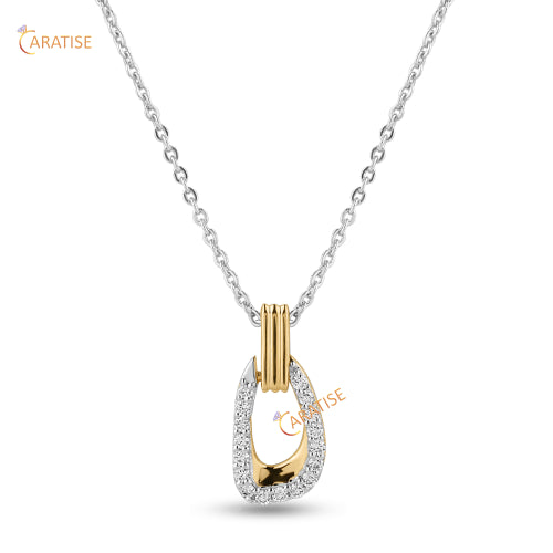 0.153 TDW Round Cut Diamond custome Pendant With Chain 925 Silver