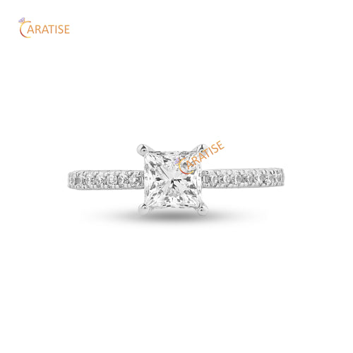 1.18 TDW Princess & Round Cut Moissanite Diamond Engagement Ring 925 Silver