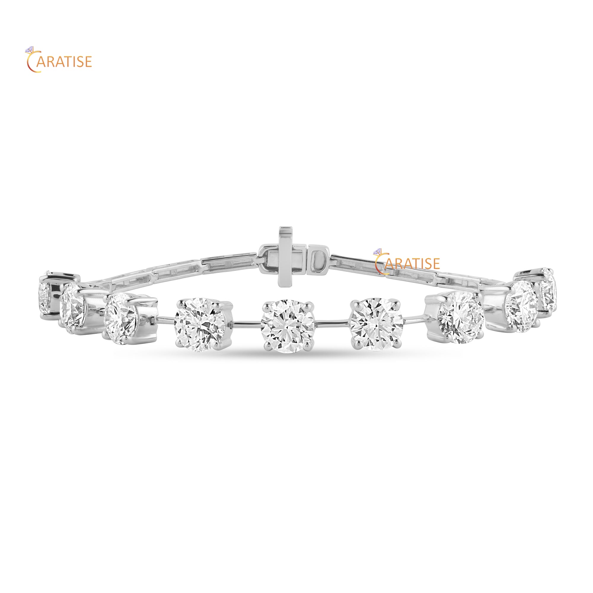 9.00 TDW Round Cut Diamond Charm Bracelet 925 Silver