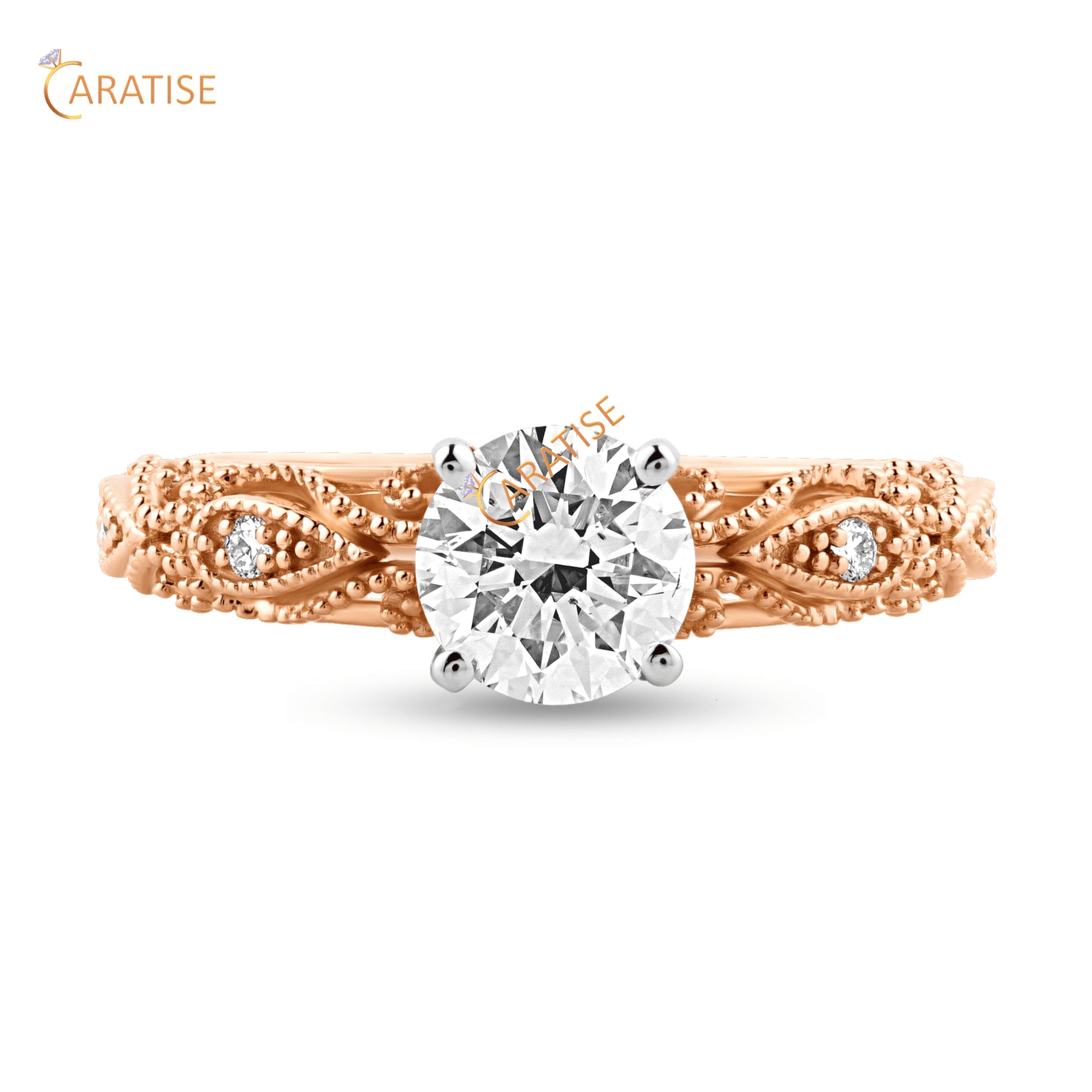 1.06 TDW Round Cut Diamond Engagement Ring 925 Silver