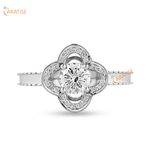 0.77 TDW Round Cut  Moissanite Diamond Halo Ring 925 Silver