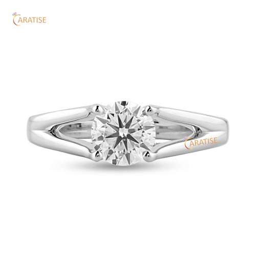 0.92 TDW Round Cut Moissanite Diamond Solitaire Ring 925 Silver