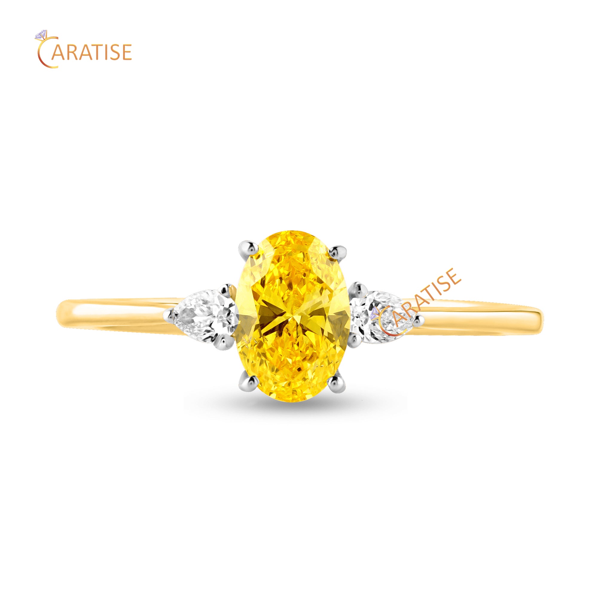 0.78 TDW F.Y.Oval & Pear Cut Diamond Three Stone Ring 925 Silver