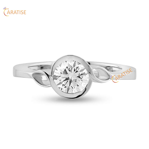 0.97 TDW Round Cut Moissanite Diamond Solitaire Ring 925 Silver