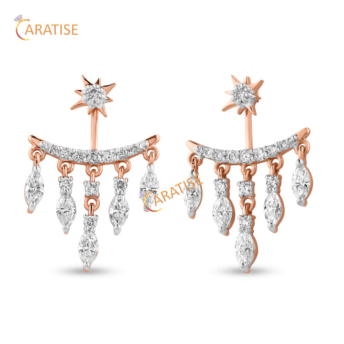 1.272 TDW Round & Marquise Cut Diamond Earring 925 Silver