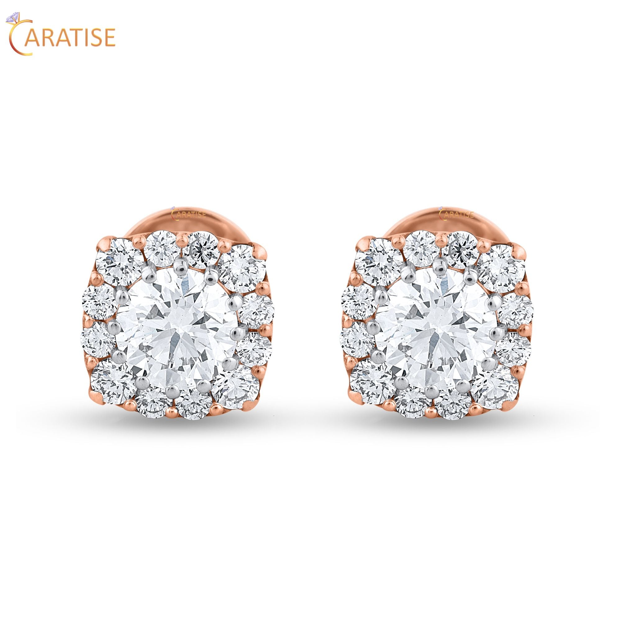 1.81 TDW Round Cut Diamond Stud Earring  925 Silver