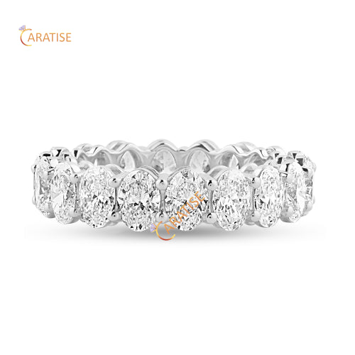3.60 TDW Oval Cut Diamond Eternity Band 925 Silver
