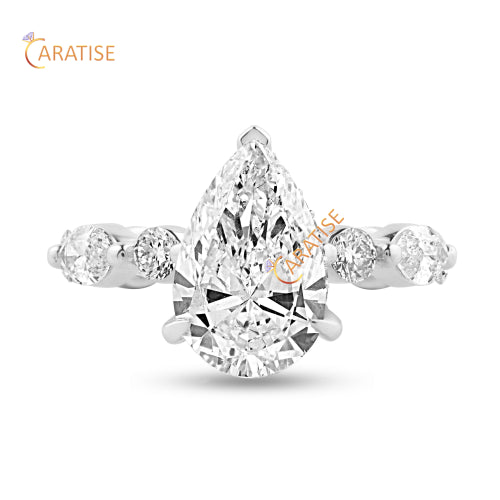 4.20 TDW Pear, Marquise & Round Cut Diamond Engagement Ring 925 Silver