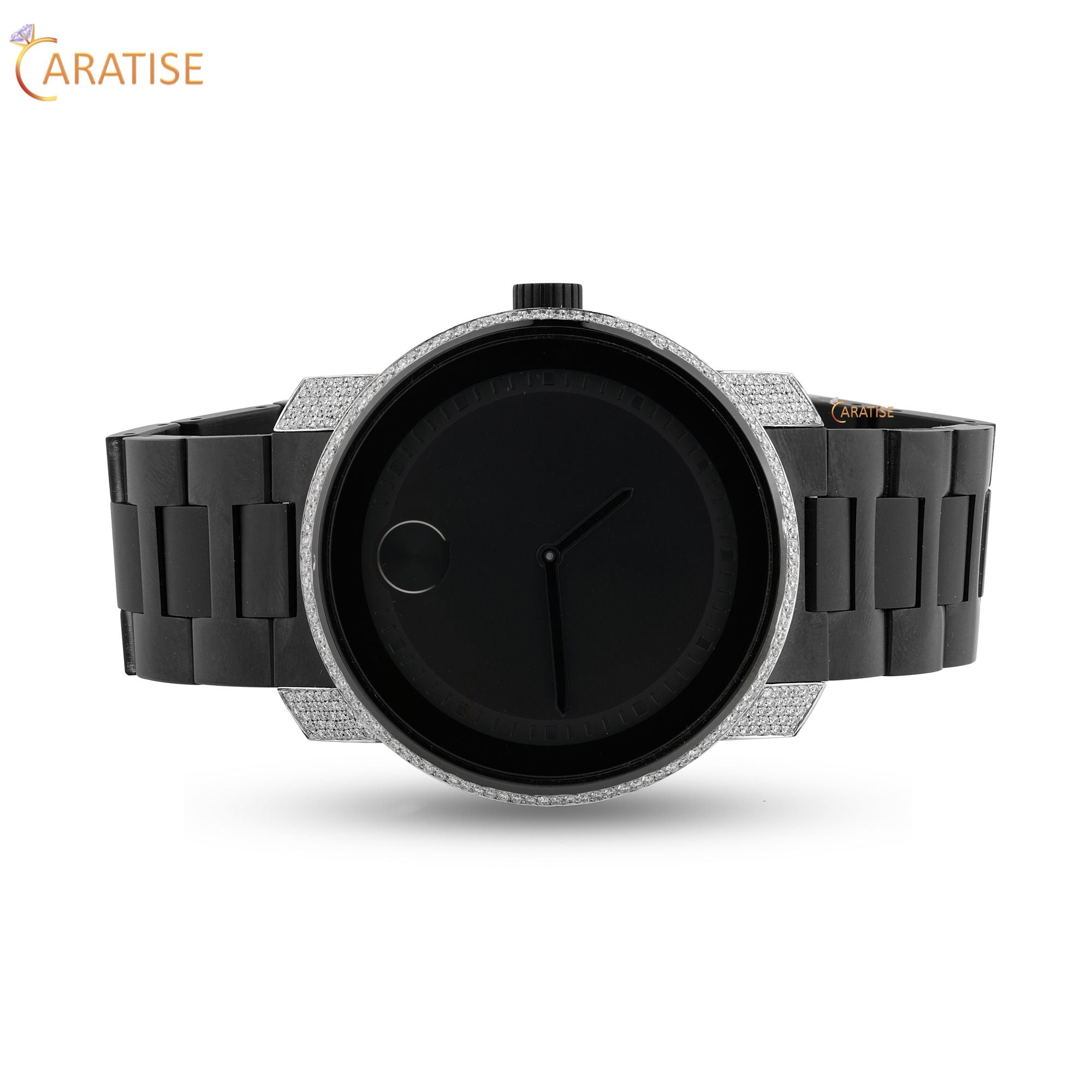 2.12 TDW Round Cut Moissanite Diamond Watch Stainless Steel