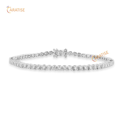 2.62 TDW Round Cut Diamond Tennis Bracelet 925 Silver