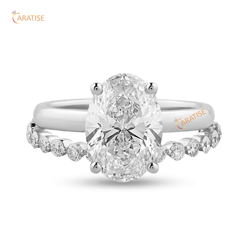 2.80 TDW Oval & Round Cut Moissanite Diamond Ring 925 Silver
