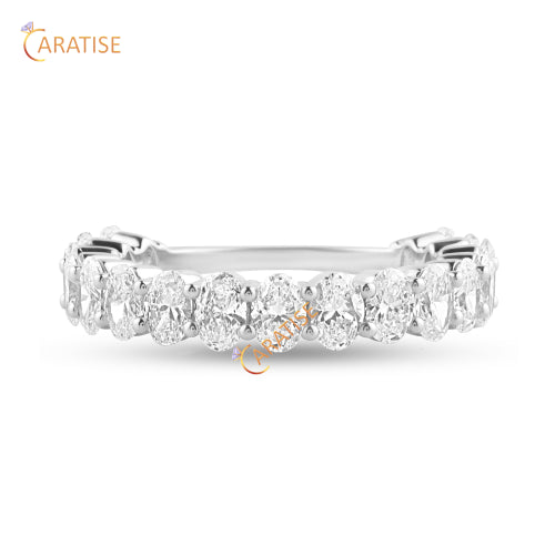 1.92 TDW Oval Cut Diamond Eternity Band Ring 925 Silver
