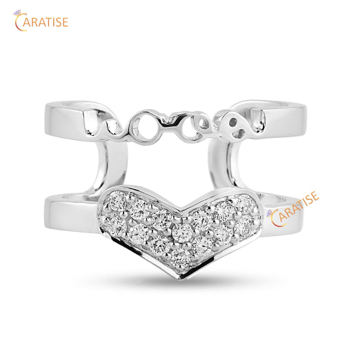 0.19 TDW Round Cut Diamond Engagement Ring 925 Silver