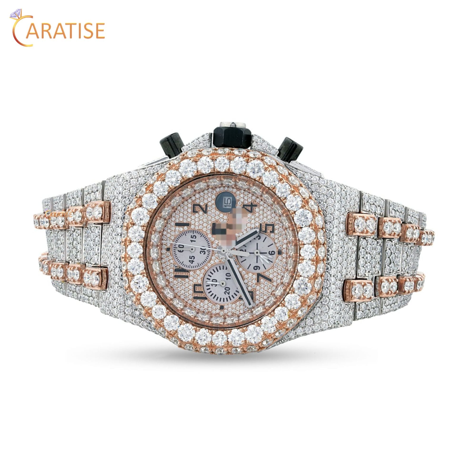 21.82 TDW Round Cut Moissanite Diamond Watch Stainless Steel