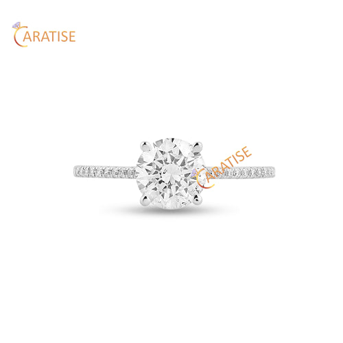 1.396 TDW Round Cut Pave Setting Moissanite Diamond Engagement Ring 925 Silver