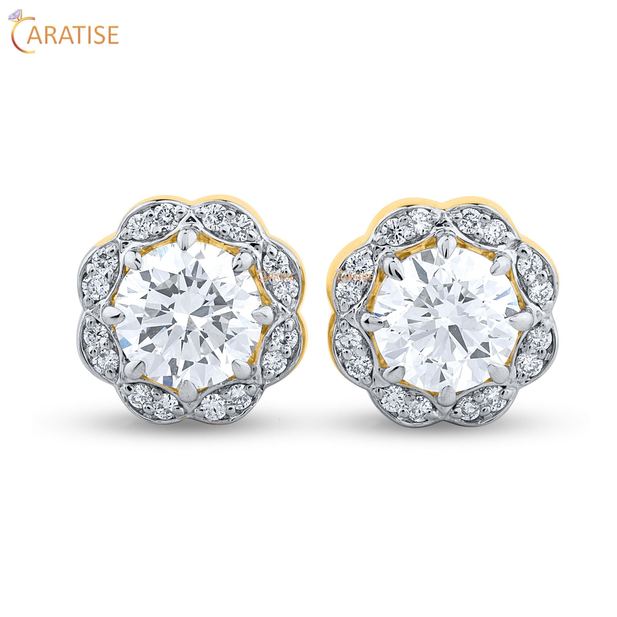 1.54 TDW Round Cut Diamond Earring 925 Silver