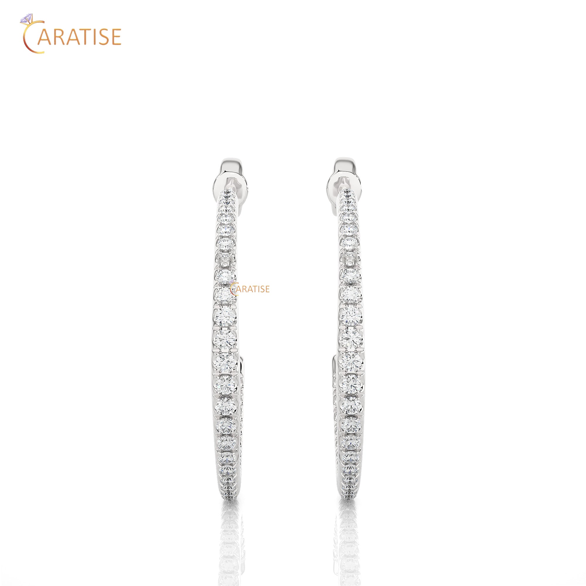 0.38 TDW Round Cut Moissanite Diamond Hoop Earring 925 Silver