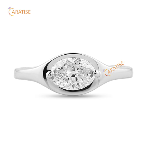 0.95 TDW Oval Cut Moissanite Diamond Solitaie Ring 925 Silver