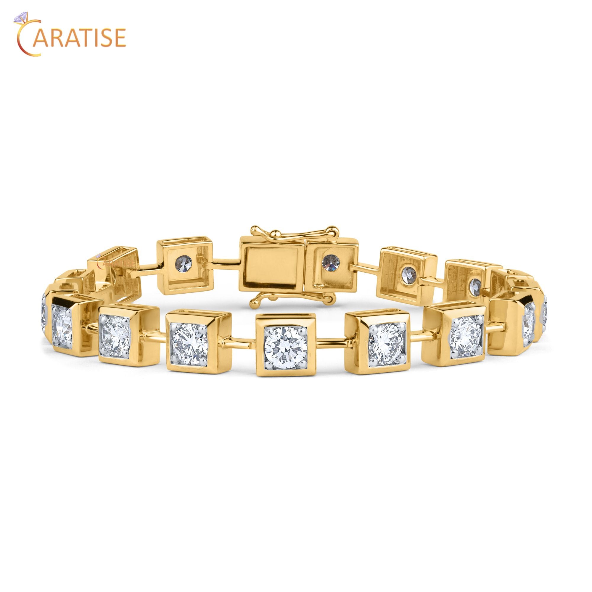 4.59 TDW Round Cut Diamond Charm Bracelet 925 Silver