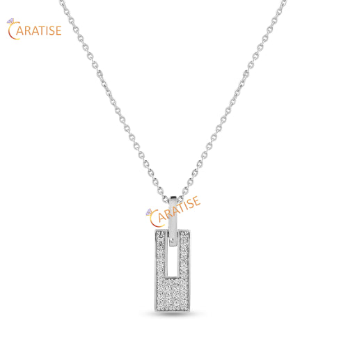 0.28 TDW Round Cut Diamond Custom Pendant With Chain 925 Siver