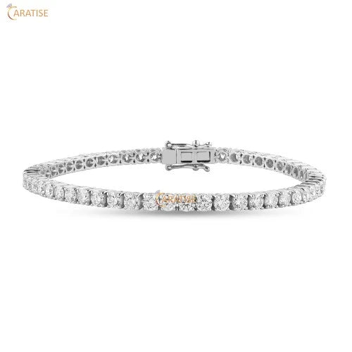8.84 TDW Round Cut Diamond Bracelet 925 Silver