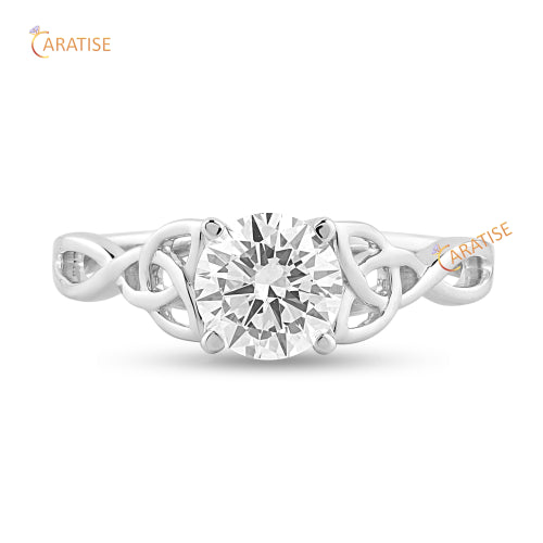 0.95 TDW Round Cut Moissanite Diamond Solitaire Ring 925 Silver