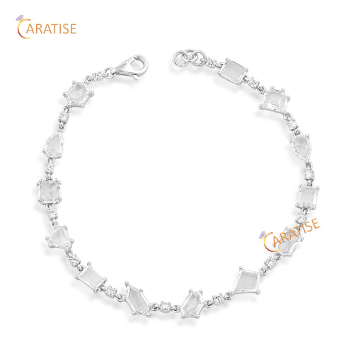 4.49 TDW Rose & Round Cut Diamond Slider Bracelet