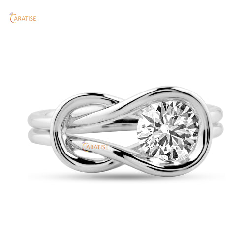 1.00 TDW Round Cut Moissanite Diamond Solitaire Ring 925 Silver