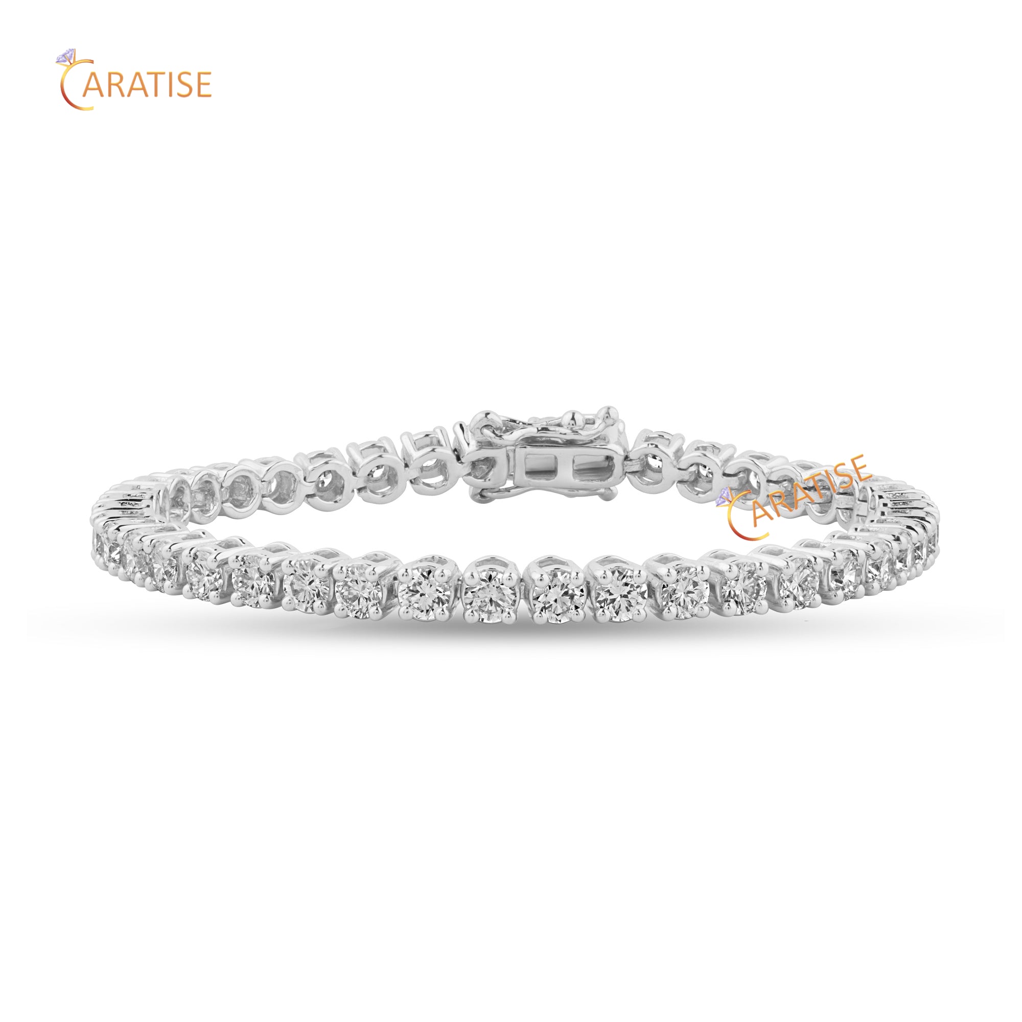 4.66 TDW Round Cut Diamond Tennis Bracelet 925 Silver