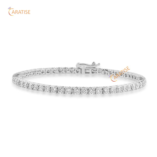 4.80 TDW Round Cut Diamond Tennis Bracelet 925 Silver