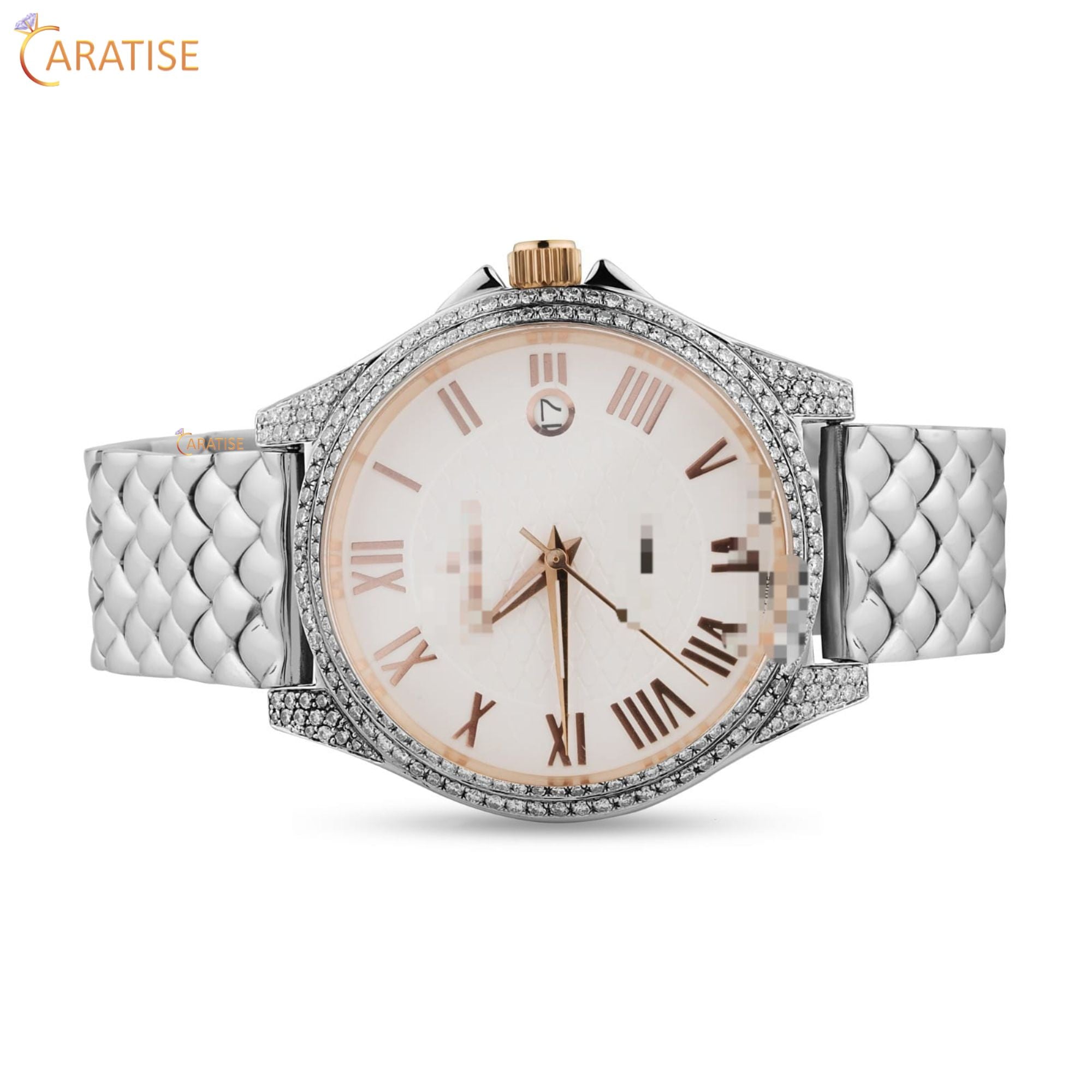 2.11 TDW Round Cut Diamond Watch | Moissanite Diamond | Unique Diamond Watch | Rare And Stunning | EF-VS Color