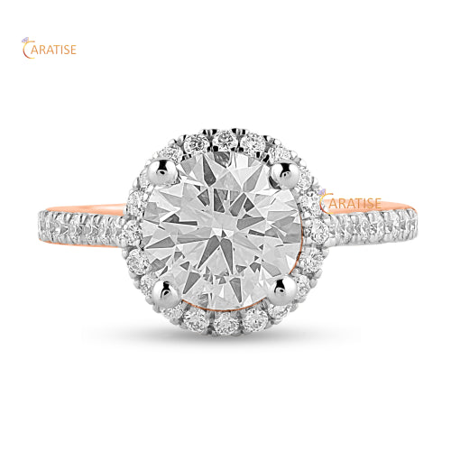 2.71 TDW Round Cut Moissanite Diamond Ring Halo Pattern