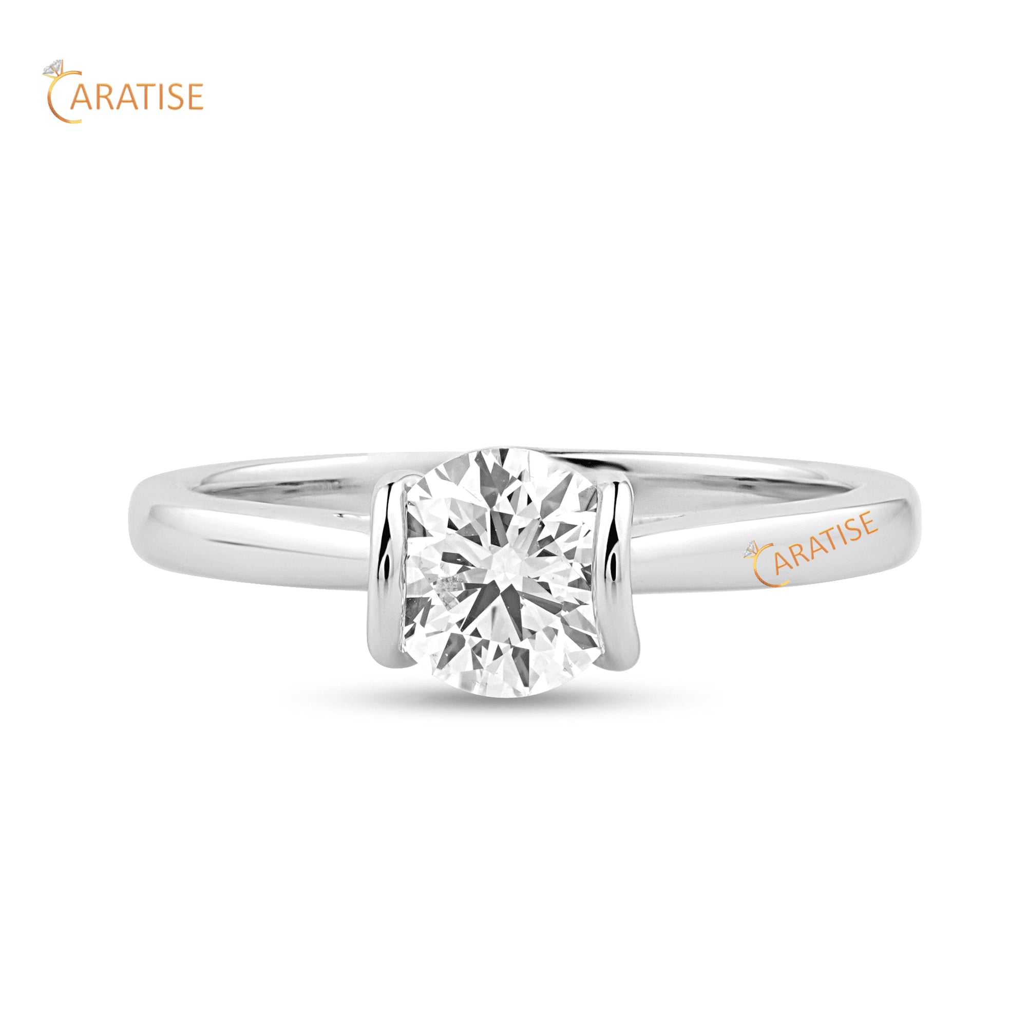 0.92 TDW Round Cut Moissanite Diamond Solitaire Ring 925 Silver