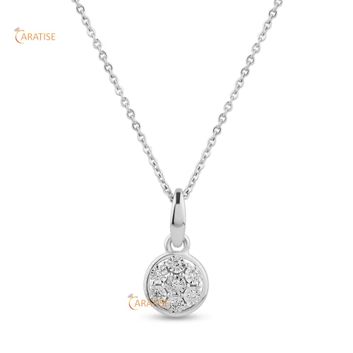 0.07 TDW Round Cut Diamond Custom Pendant With Chain 925 Silver
