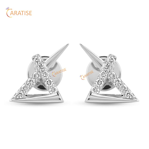 0.216 TDW Round Cut Diamond Earring 925 Silver
