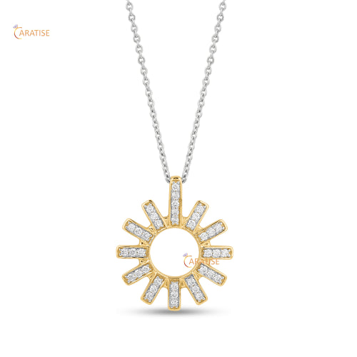 0.34 TDW Round Cut Diamond Custom Pendant With Chain 925 Silver