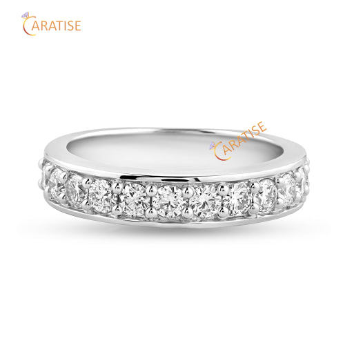 0.79 TDW Round Cut Moissanite Diamond Eternity Band Ring 925 Silver