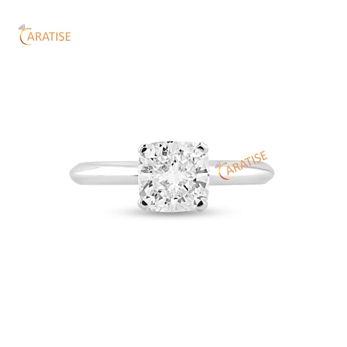 1.25 TDW Cushion Solitaire Moissanite Diamond Ring | 925 Silver | V Prong | Timeless Glamour Ring For Her