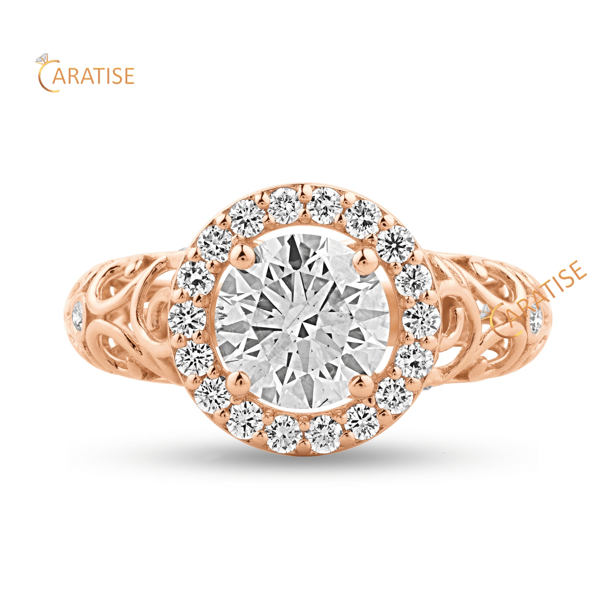 2.06 TDW Round Diamond Halo Ring 925 Silver