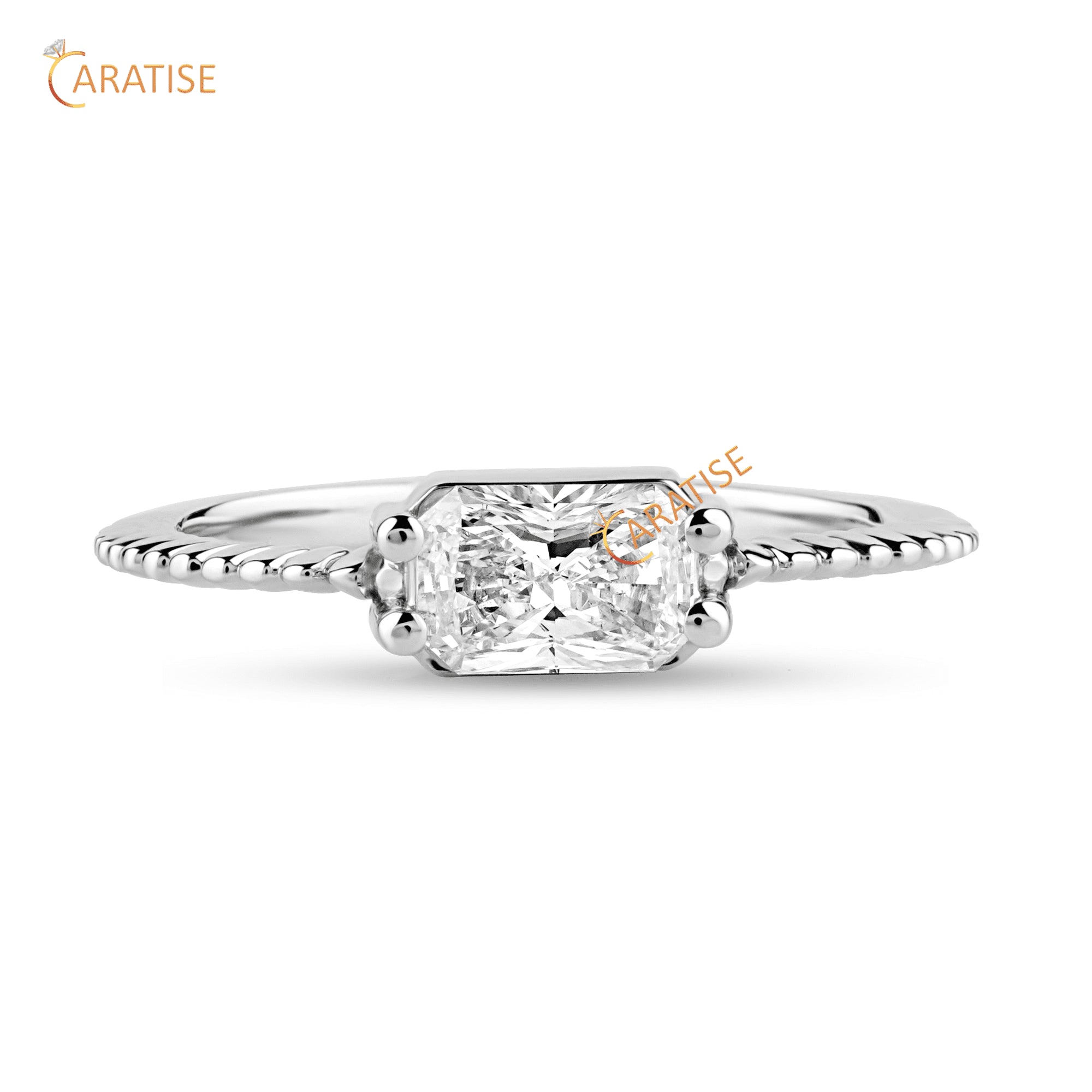 0.93 TDW Radiant Cut Moissanite Diamond Solitaire Ring 925 Silver