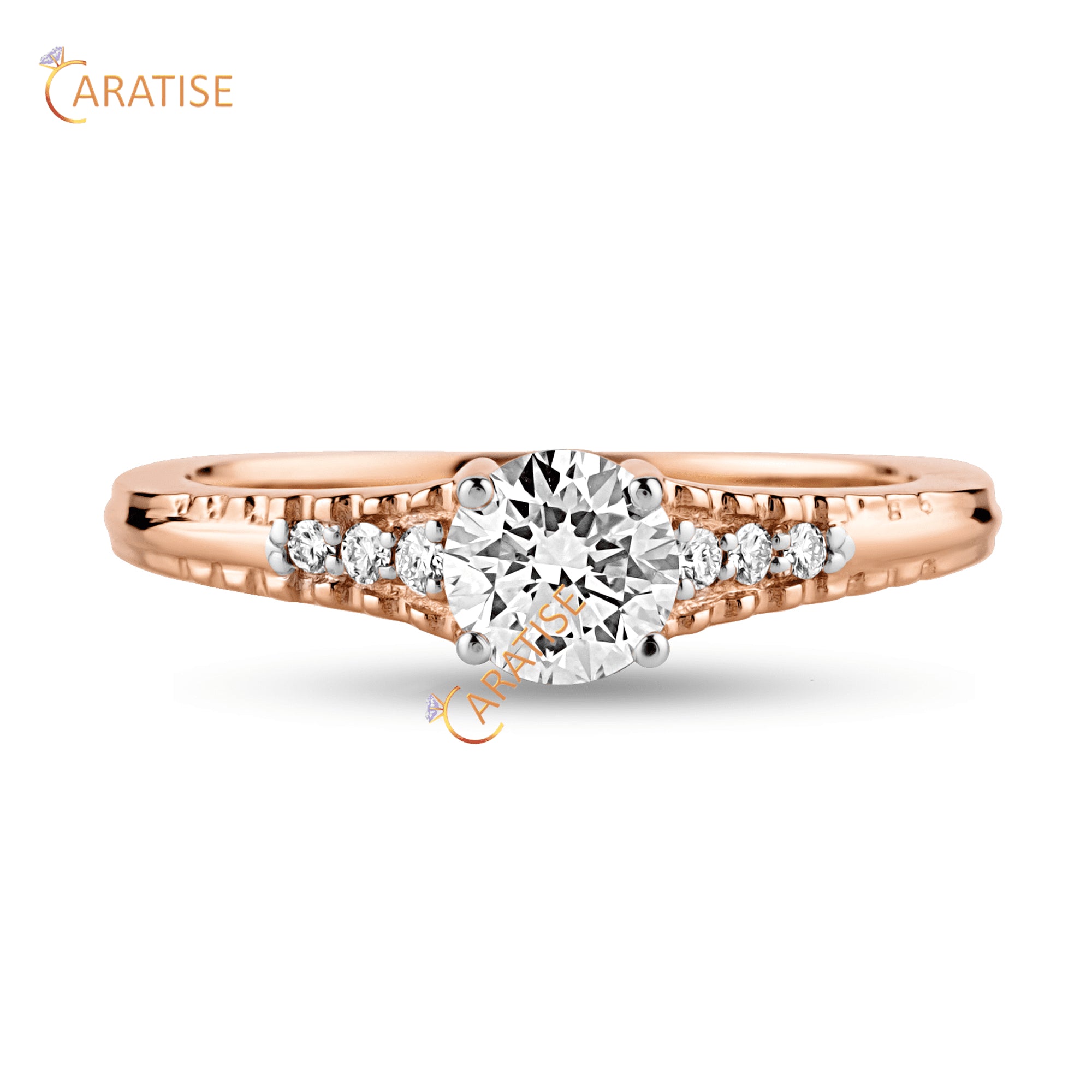 0.65 TDW Round Moissanite Diamond Engagement Ring 925 Silver