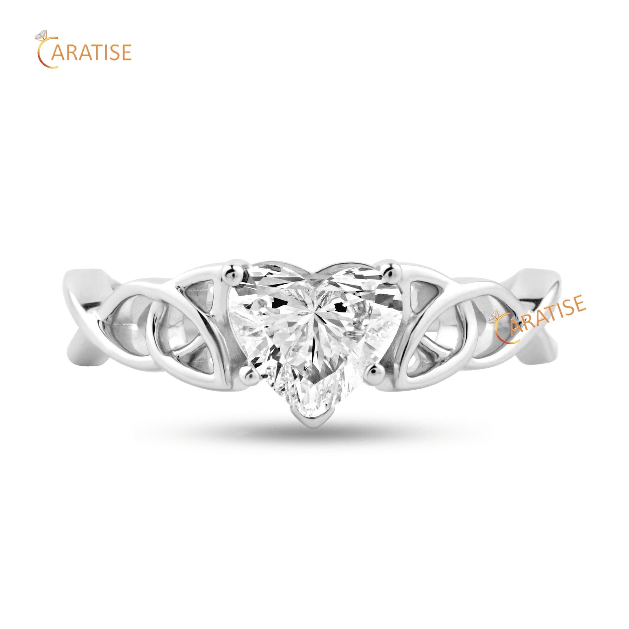 1.20 TDW Heart Cut Moissanite Diamond Solitaire Ring 925 Silver