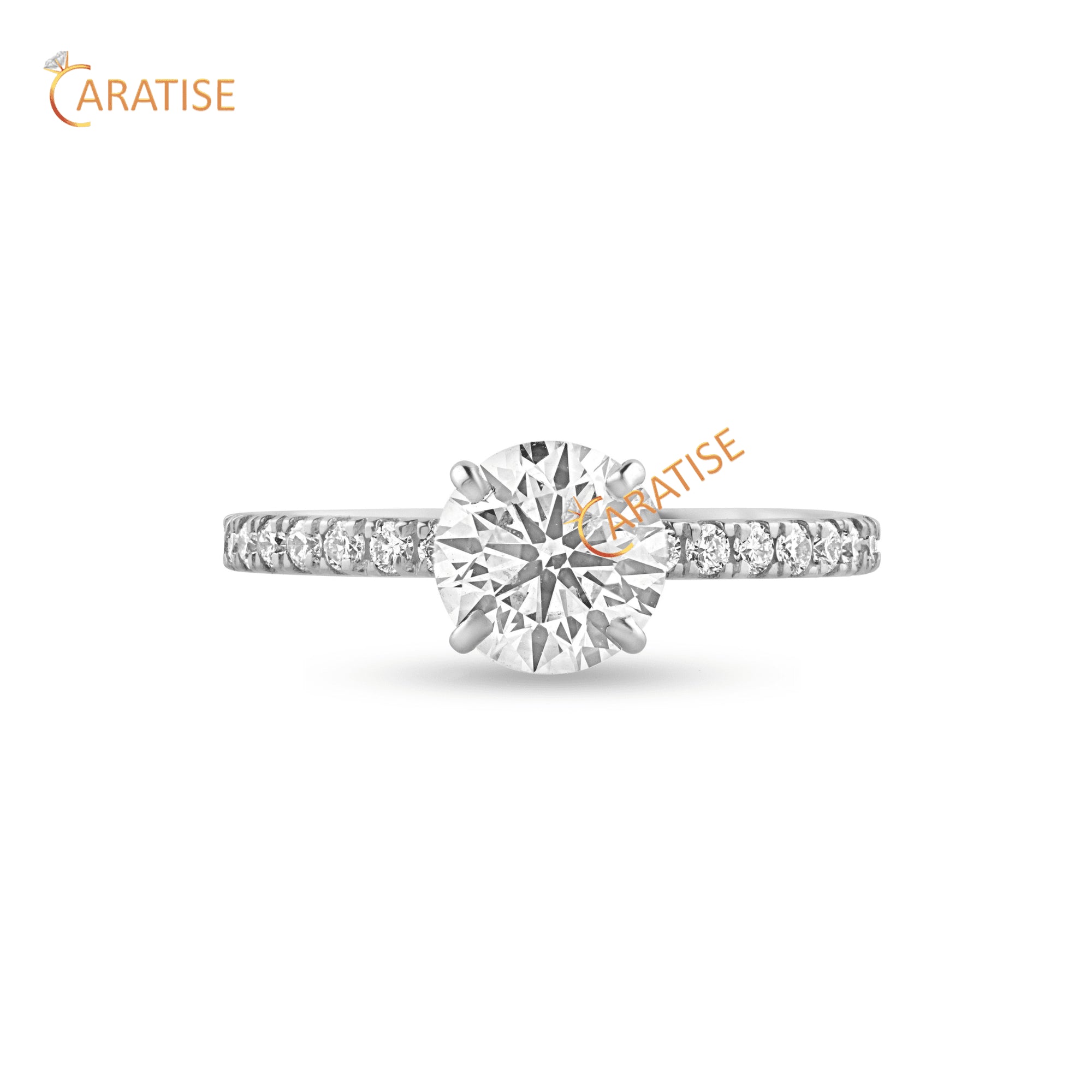 1.33 TDW Round Cut Diamond Engagement Ring 925 Silver