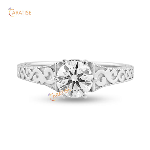 0.93 TDW Round Cut Moissanite Diamond Solitaire Ring 925 Silver