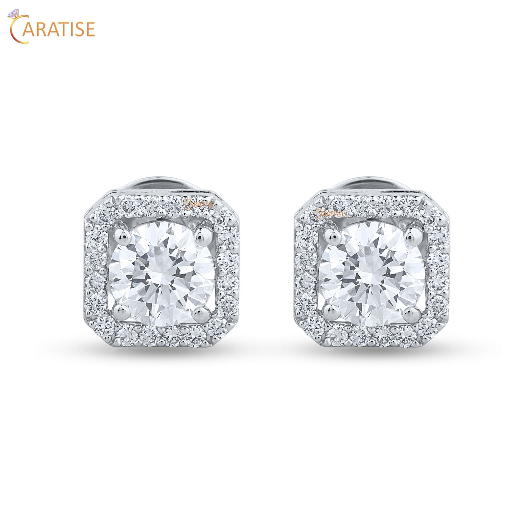 1.28 TDW Round Cut Moissanite Diamond Earring 925 Silver