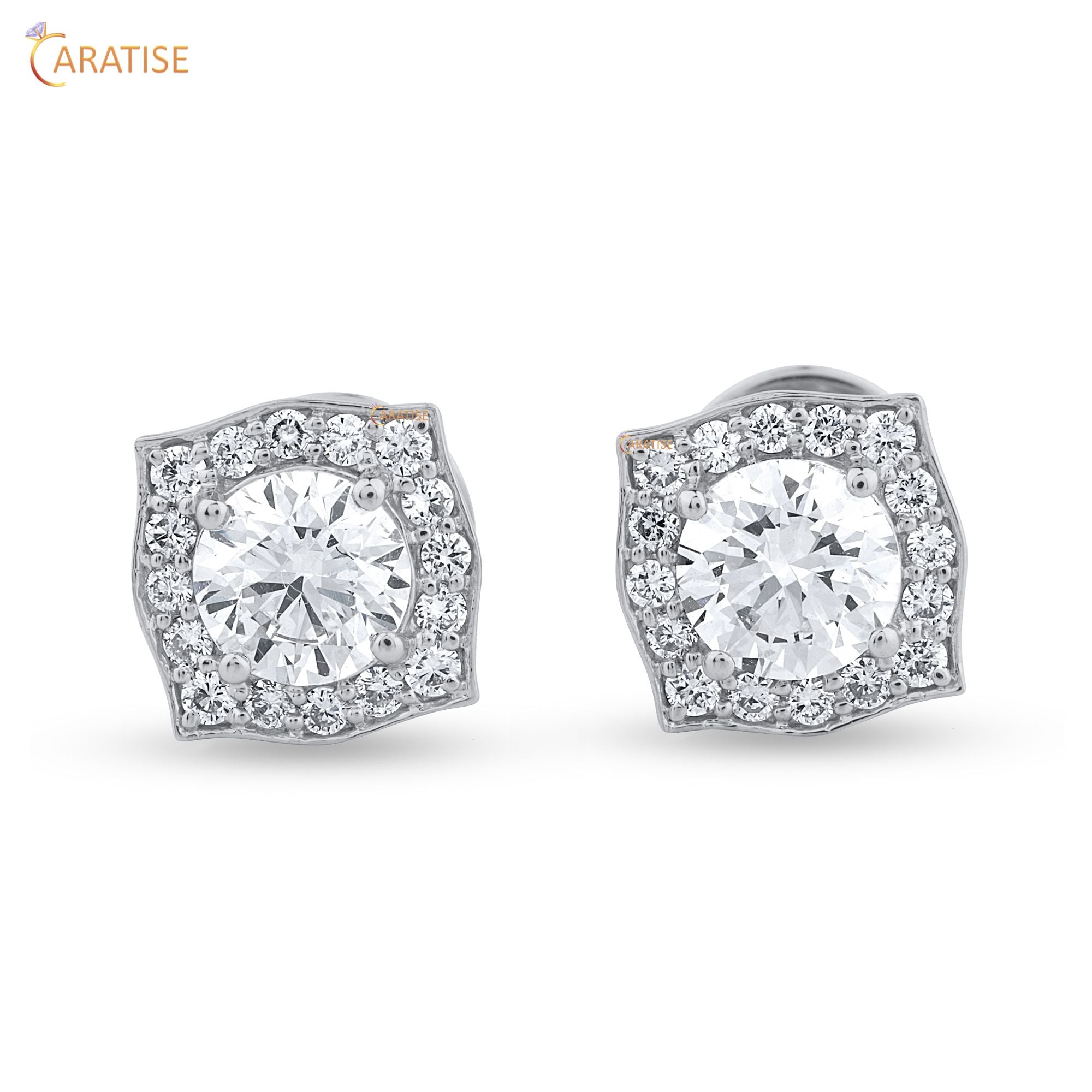 1.50 TDW Round Cut Diamond Stud 925 Silver