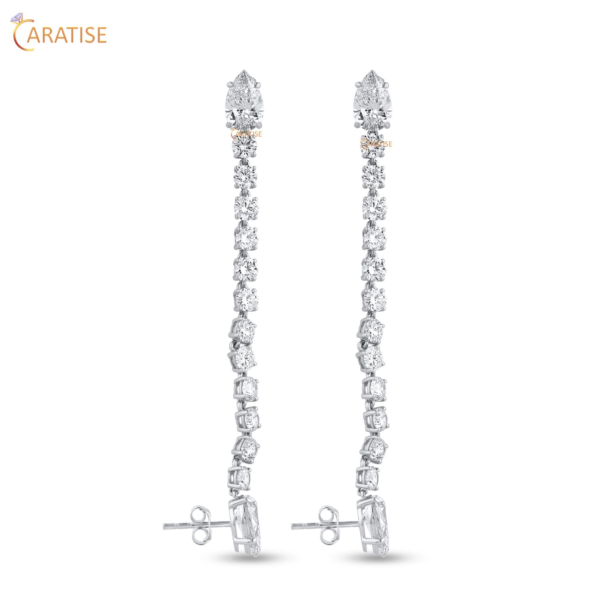 11.62 TDW Round & Pear Cut Moissanite Diamond Earring 925 Silver